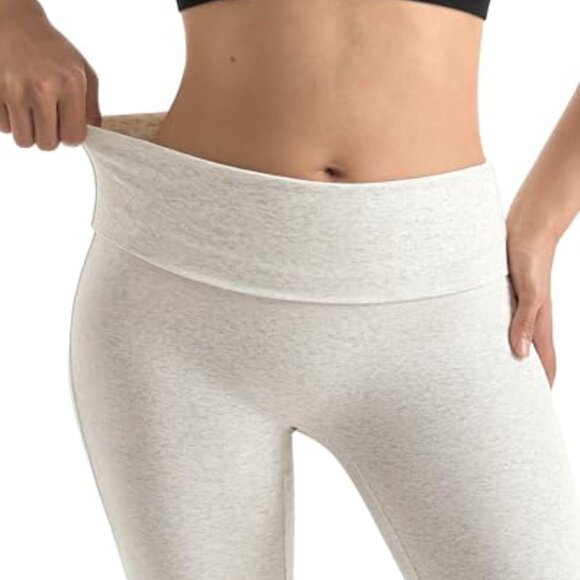 Women's Flare Leggings Fold Over Yoga Pants Cotton Blend Comfy - Picture 5 of 8